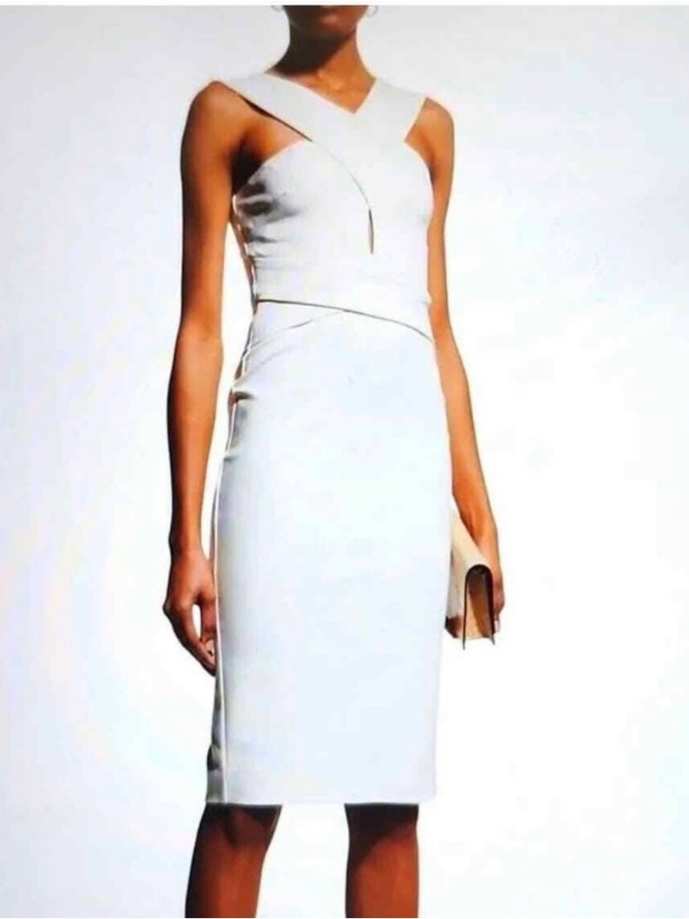 Lavish Alice White One-Shoulder Cross-Front Sheath Dress